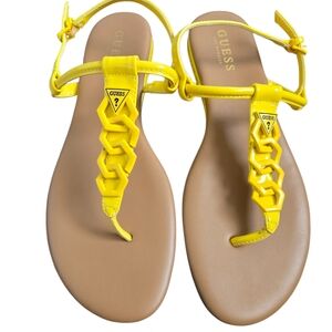 Guess Yellow Tan Summer Sandals Size 8.5 EUC